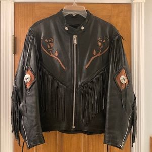 Genuine Leather Jacket with roses